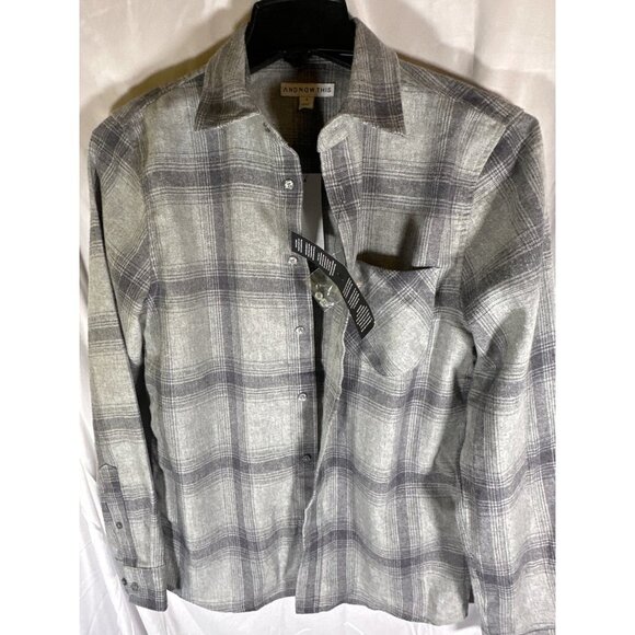And Now This Mens Flannel Shirt Grey Plaid, Size S, NWT - Picture 1 of 4